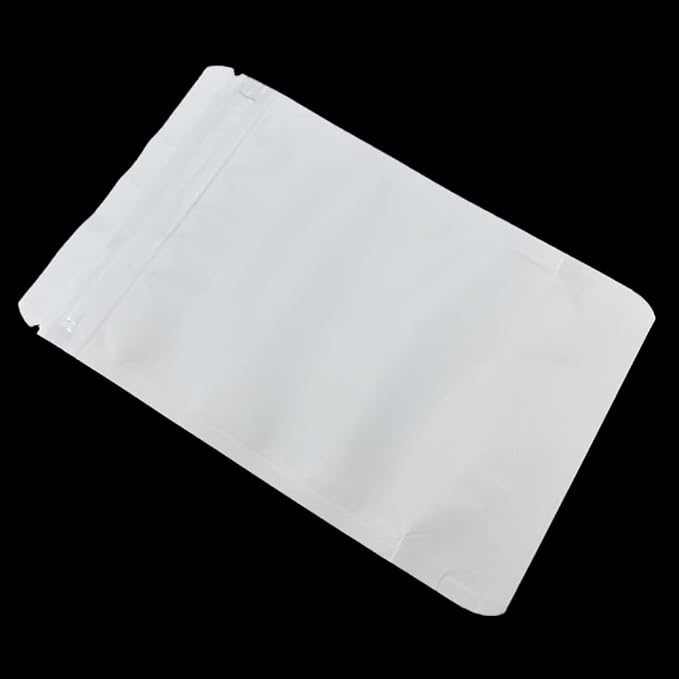 PABCK Stand-Up Resealable Heat Seal Bags 3.55mil Thick Frosted White Foil Sealed Bags 50 Pieces