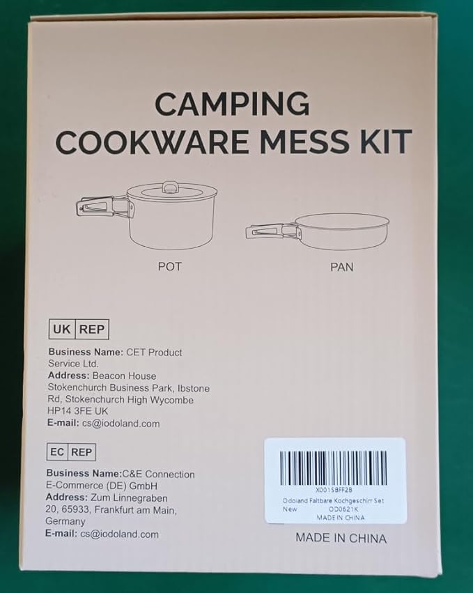 Odoland 15pcs Camping Cookware Non-Stick Lightweight Camping Pots and Pans Set with Plastic Plates