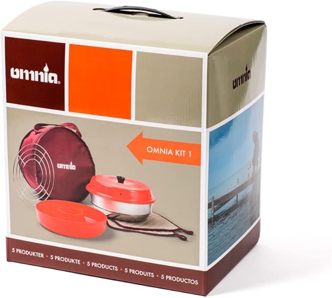 Omnia Kit 1, Set of 5 Products - Camp Oven, Silicone Mold, Potholders, Baking Grid and Storage Bag