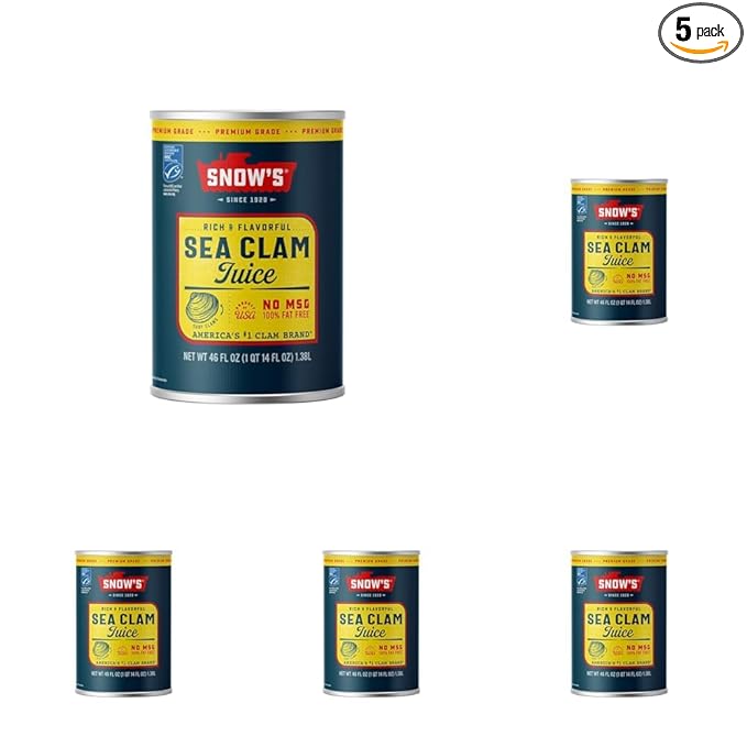 Snow's Sea Clam Juice, 46 oz Can - Premium Grade Rich & Flavorful Clam Juice from Wild Caught Surf
