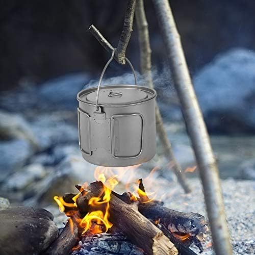 Lixada 1100ml/2800ml Titanium Pot Ultralight Portable Hanging Pot with Lid and Foldable Handle