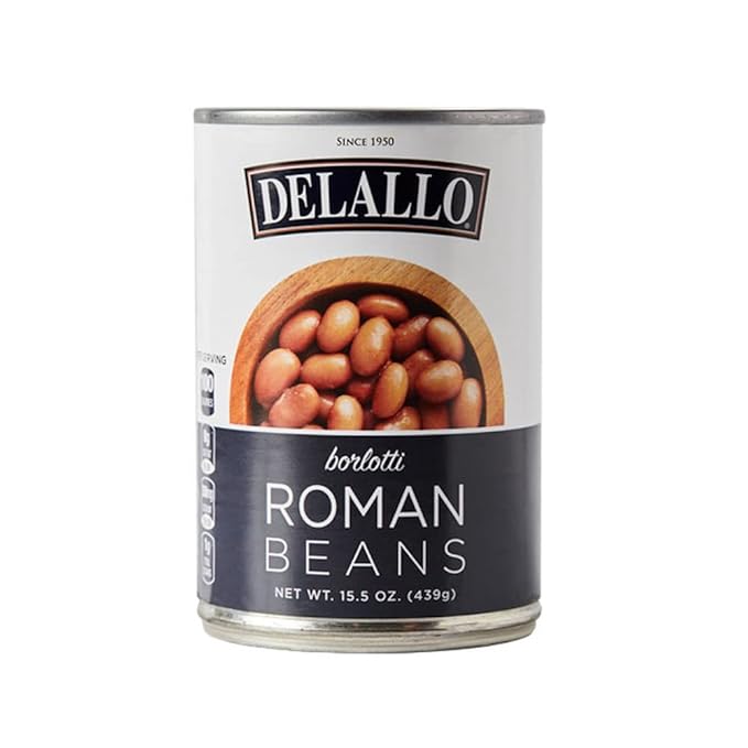 DeLallo Roman Beans, Borlotti Beans for Soups, Salads, and Dips, Non-GMO, Kosher, No Preservatives