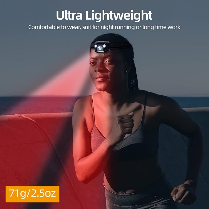 KunHe Pack 2 Red Light LED Headlamps Flashlights Headlight Bright Head Lamp for Adults Night Vision