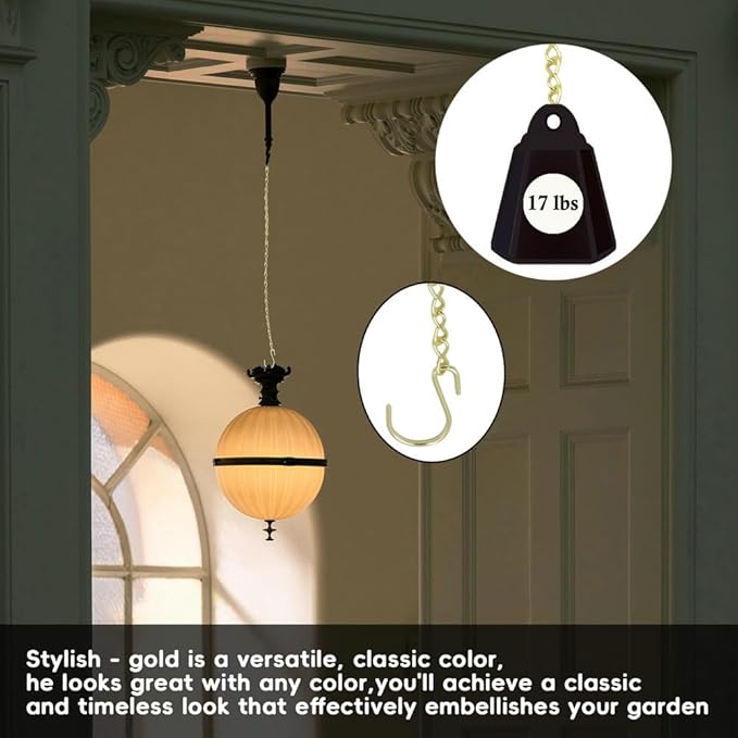 236 Inch Gold Hanging Baskets Chains - Adjustable Length, Brass Decorative Metal Chain with A Great