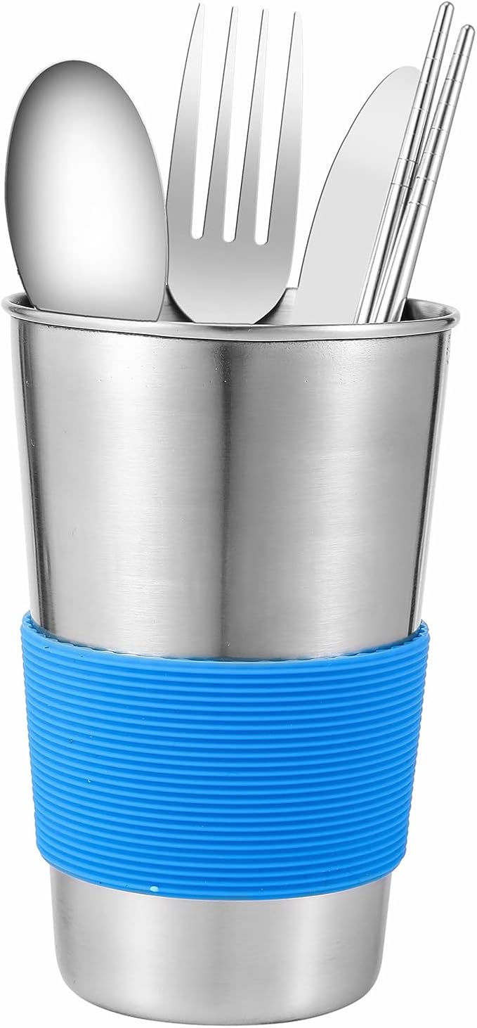 Outdoor Camping Mess Kit - 1 to 2 persons Camping Dishes Includes Cups, Bowls, Dishes, Knives