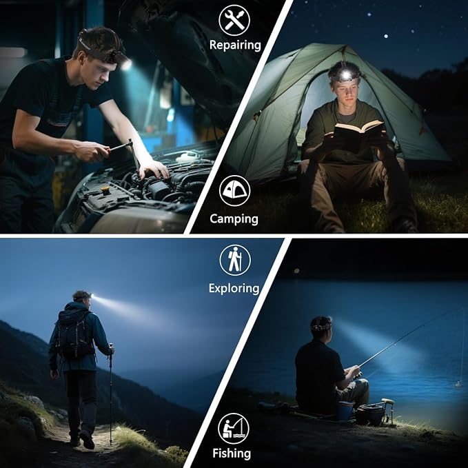 KYEKIO 3Pack Rechargeable Headlamps for Adults, 9900L Super Bright Head Lamps LED Rechargeable
