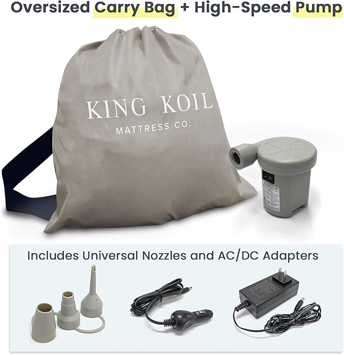 King Koil Luxury Inflatable Toddler Travel Bed with Built-in Safety Bumper, Portable Air Mattress