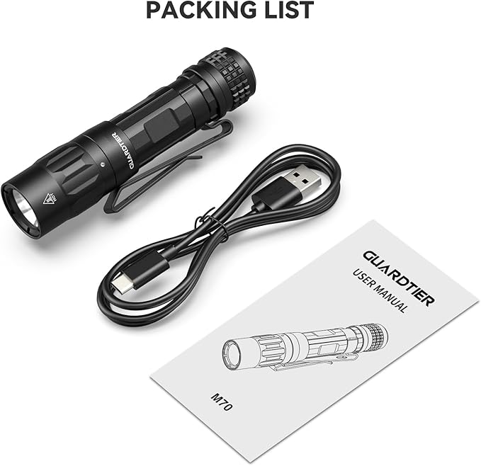 M70 EDC Flashlight 1100 Lumens, USB-C Rechargeable Pocket Light with Clip, 5 Modes Compact LED