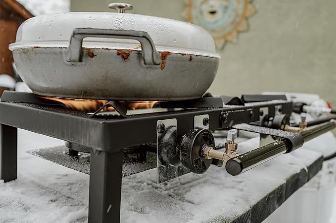 GasOne High Pressure Double Propane Burner - Outdoor Cooking with Heat Shield and Guard ??Propane