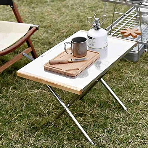CAMPINGMOON Camping Side Table Heat-Resisting Stainless Steel Embossing Process for Outdoor Table