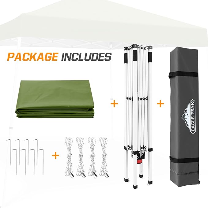 EAGLE PEAK 10x10 Slant Leg Pop-up Canopy Tent Easy One Person Setup Instant Outdoor Beach Canopy