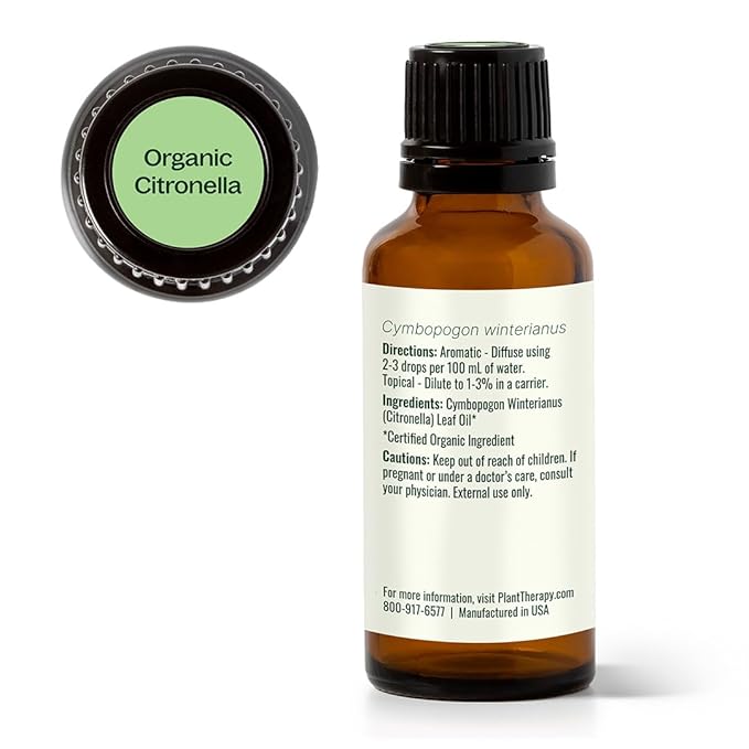 Plant Therapy Citronella Organic Essential Oil 100% Pure, USDA Certified Organic, Undiluted
