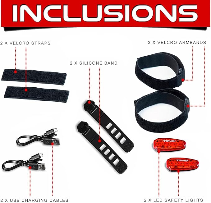 USB Rechargeable LED Safety Lights (2 Pack) - Clip on Strobe Running Lights for Runners