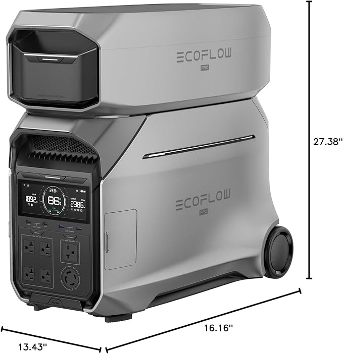 EF ECOFLOW 8kWh Portable Power Station: DELTA Pro 3 with Extra Battery, 120/240V 4000W AC Output