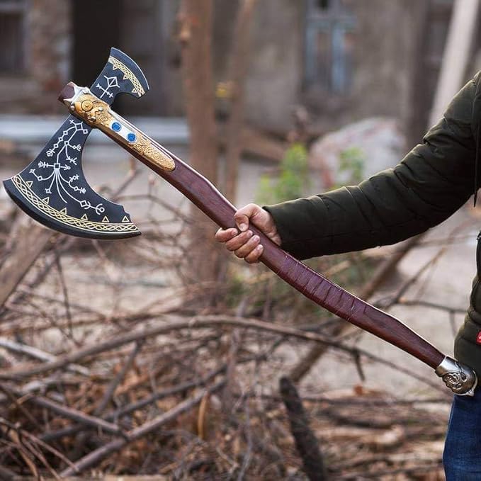 WAZIR Crafts 35" Handmade Kratos Viking Axe, God of War, Viking Axe, Cosplay Axe, Cosplay Armor