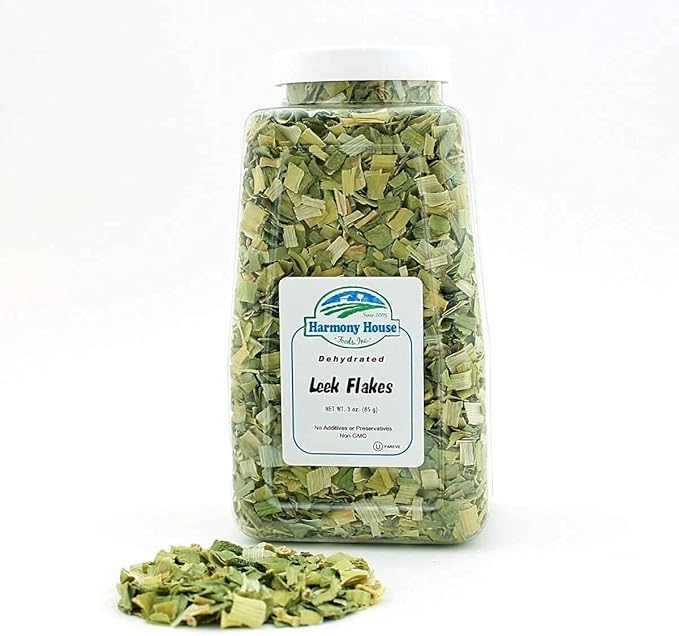 Harmony House Foods Dehydrated Leek Flakes - Air Dried Vegetables for Soup and Cooked Dishes, Great