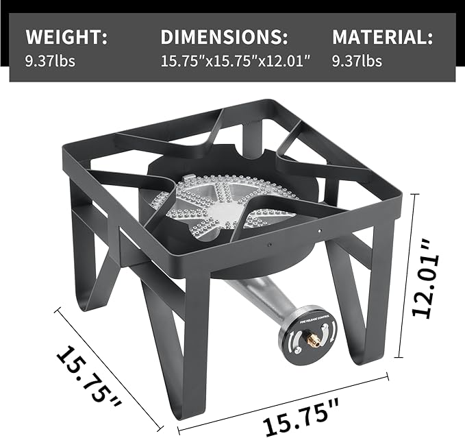 SKOK 200,000 BTUs High Pressure Single Burner Propane Camping Stove - Portable Outdoor Stove for