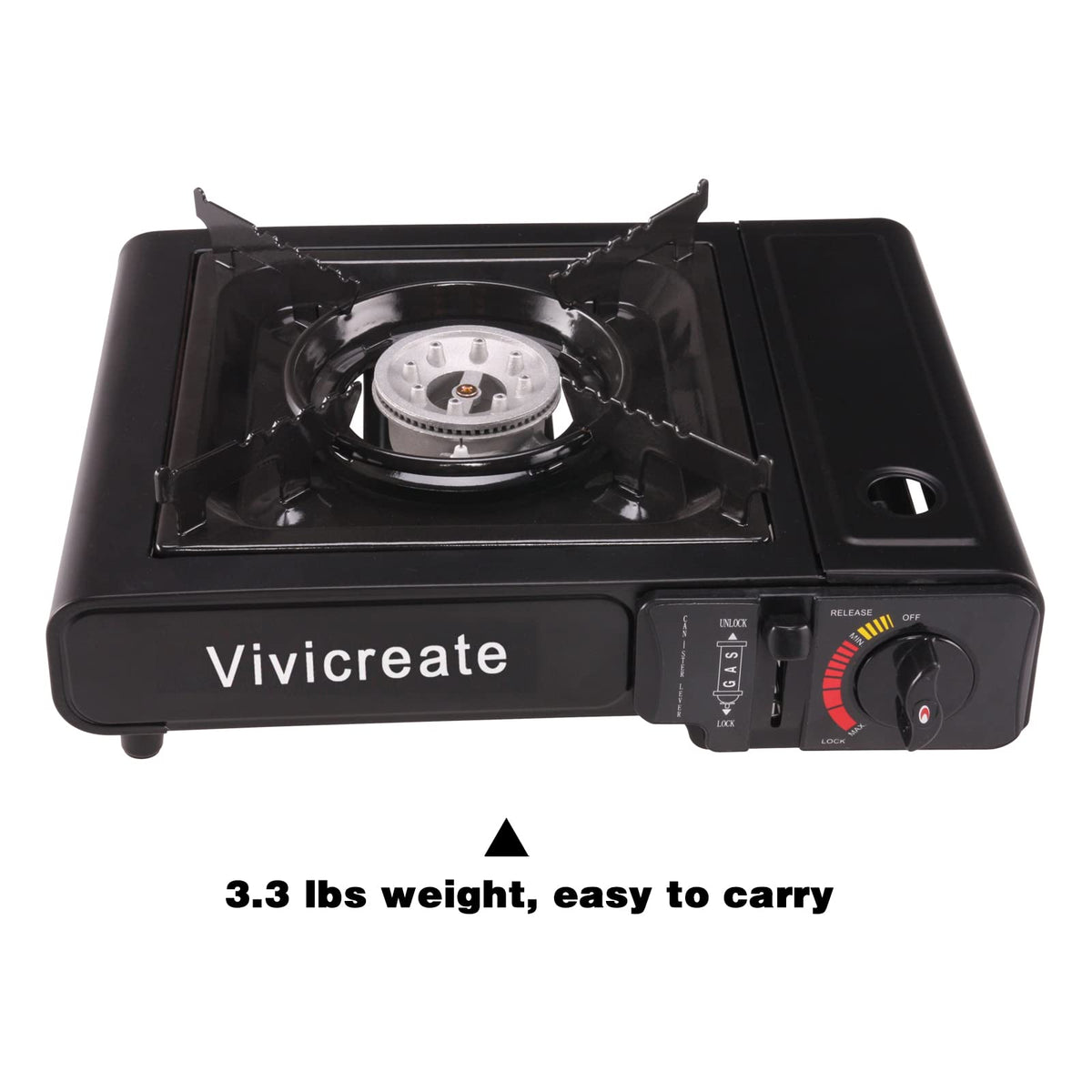Vivicreate Portable Butane Stove 8500 BTU, Butane Stove with Auto Ignition for Camping, Lightweight