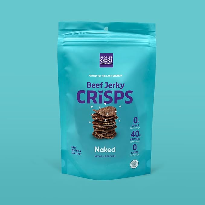 People's Choice Beef Jerky - Jerky Crisps - Naked - Three Ingredients - Beef, Water, Sea Salt