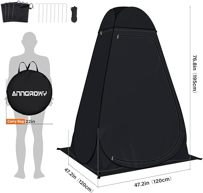 anngrowy Shower Tent Pop-Up Privacy Tent Camping Portable Toilet Tent Outdoor Camp Bathroom