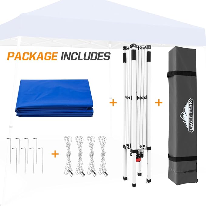 EAGLE PEAK 10x10 Slant Leg Pop-up Canopy Tent Easy One Person Setup Instant Outdoor Beach Canopy