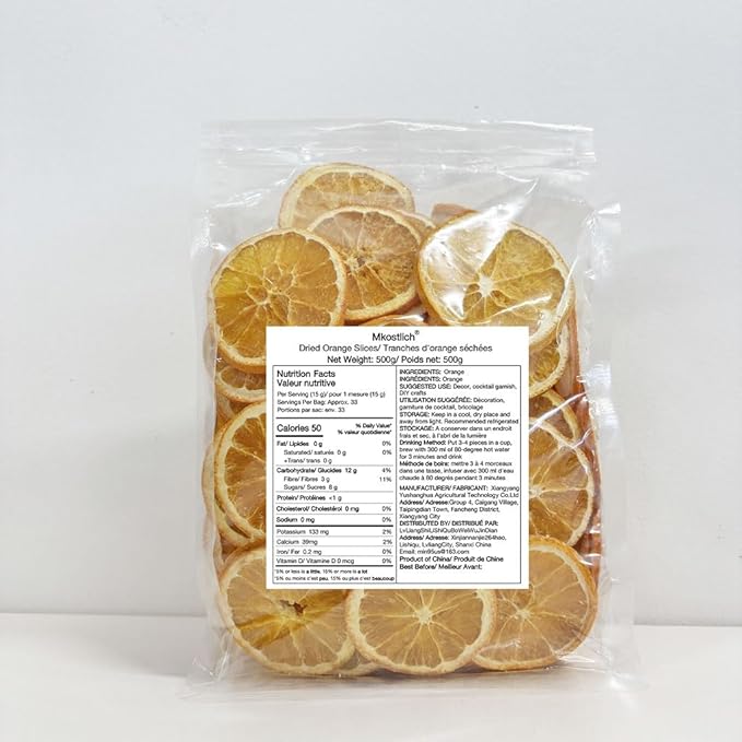 Mkostlich Dried Orange Slices Bulk, 17.63oz/500g Dehydrated Orange Slice, Natural Dried Citrus