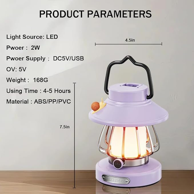 Camping Lantern for Kid Toddler Flashlight with Soft Light & Eye Protection Indoor Outdoor Hanging