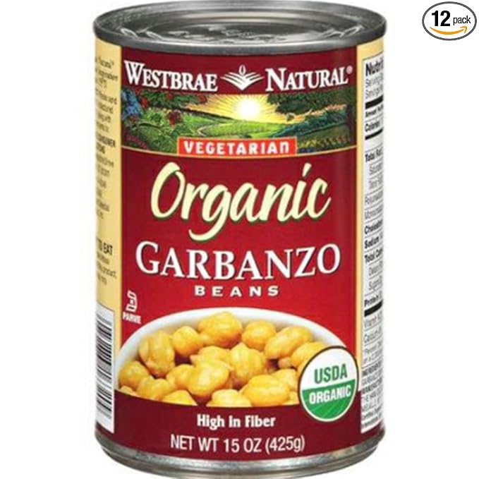 Westbrae Natural Organic Garbanzo Beans, No Salt Added, 15 Oz (Pack of 12)