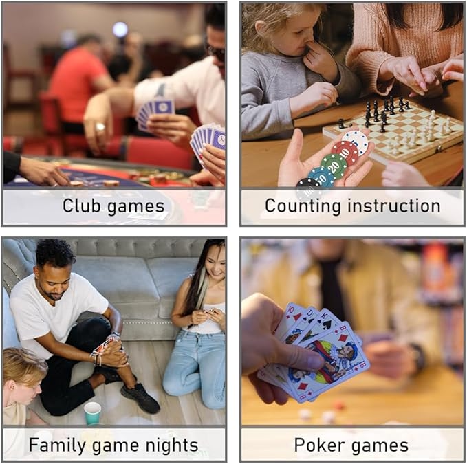 200Pcs Poker Chips, Poker Chips Set with Denominations for Card Board Game, Plastic Game Chips with