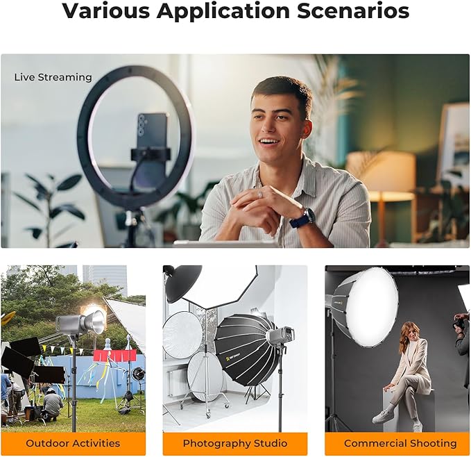 K&F CONCEPT Light Stand for Photography, 7.5ft/2.3M Portable Extendable Photo Video Tripod Stand