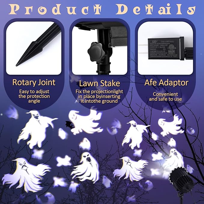 Halloween Projector Light with 1 Film Slides Holiday LED Projector Lights Outdoor Reflectors