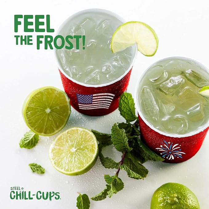 16 oz. Party Cups Flag Design for Cold Drinks, Sturdy and Durable, Disposable, Recyclable, Made in