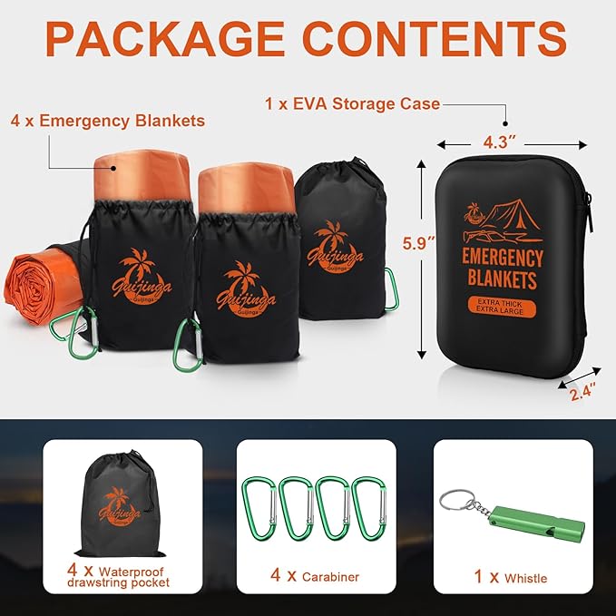 Emergency Blankets for Survival, 2-Pack/4-Pack Space Blankets, Gigantic & Extremely Thick Survival