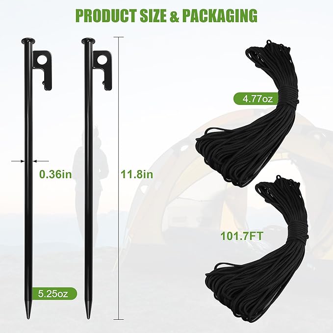 Goldlife Pond Fountain Aerator Fixing Accessories - 2×Metal Ground Stakes with 2×101ft Braided