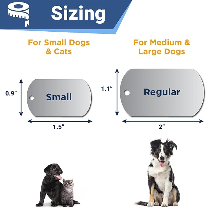 GoTags Stainless Steel Pet ID Tags, Personalized Dog Tags and Cat Tags, up to 8 Lines of Custom