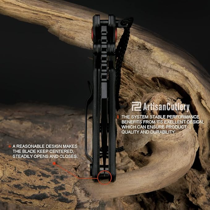 ARTISANCUTLERY Tactical Knife Proponent Subsize (1820PS) D2 Steel Black PVD Blade with G10 Handle