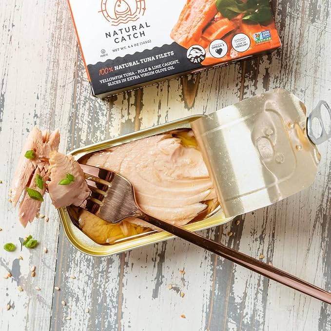 Natural Catch Tuna Filets, Hand Cut, Pole & Line Caught, Gluten-Free, Paleo, Keto Friendly (4.4 oz