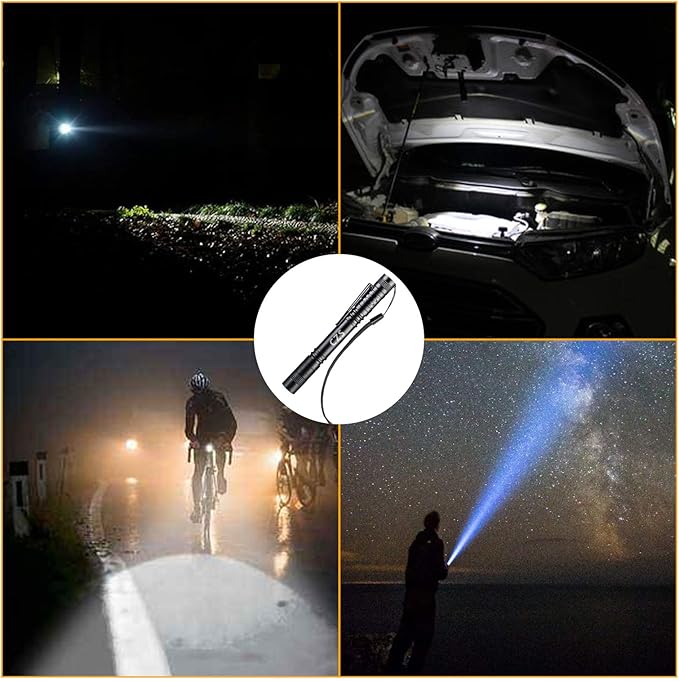CZS LED Flashlight Penlight 1000 Lumens Battery-Powered Handheld Pen Light Pocket Torch Powered by