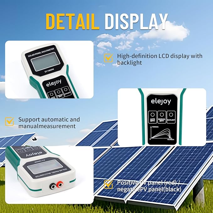 1800W Solar Panel Tester MPPT Photovoltaic Multimeter & Watt Meter Smart Portable Tool for Solar PV