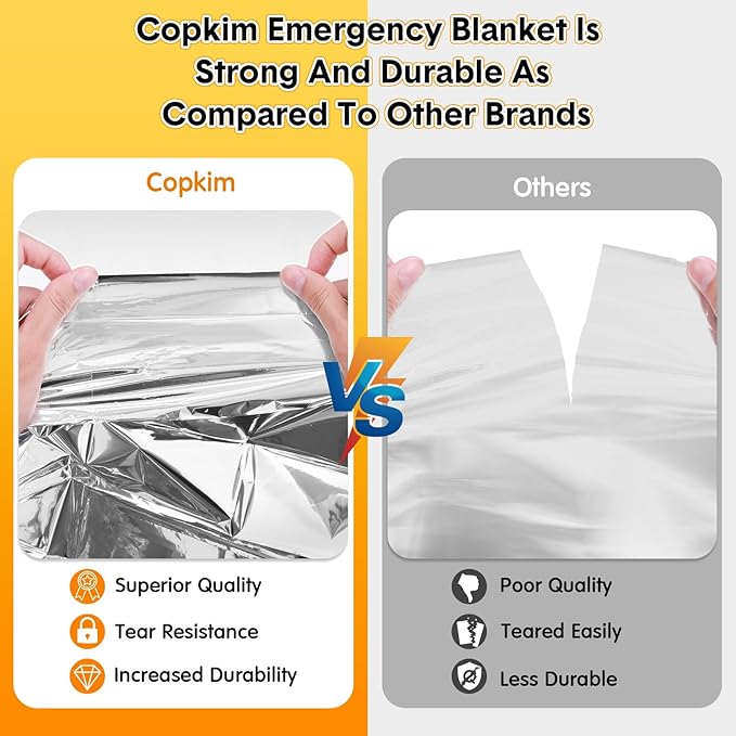 100 Pack Emergency Foil Thermal Blanket Bulk 83 x 55'' Waterproof Space First Aid Survival Blanket