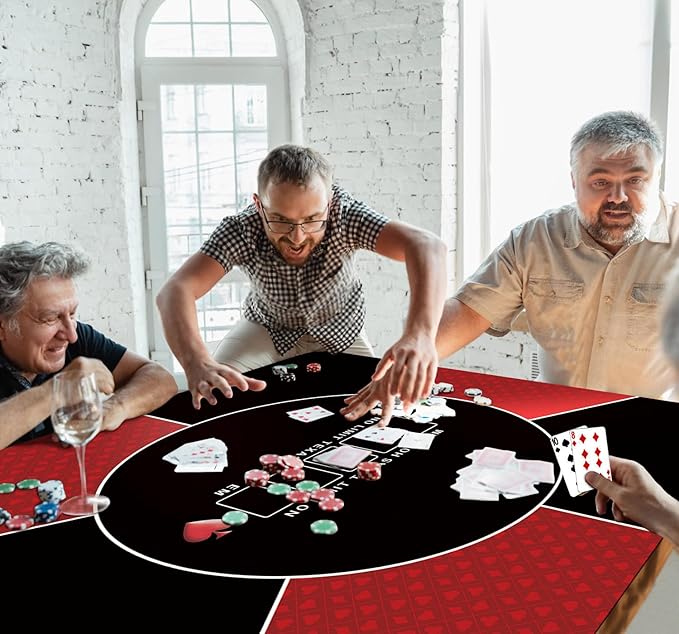 nuveti 24/31/39/47/55 inch Square Foldable 6-Player Texas Poker Card Tabletop Layout Portable