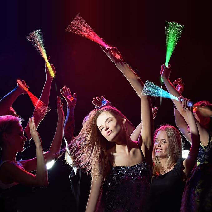 12 Pack Red Glow Fiber Optic Wands Bulk Light Up Wand Glow Sticks with 3 Lighting Modes for
