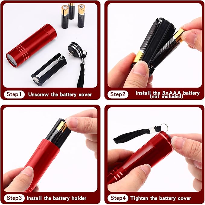Riakrum 12 Pieces UV Blacklight Flashlights LED Handheld Mini Light Flashlight Small Portable