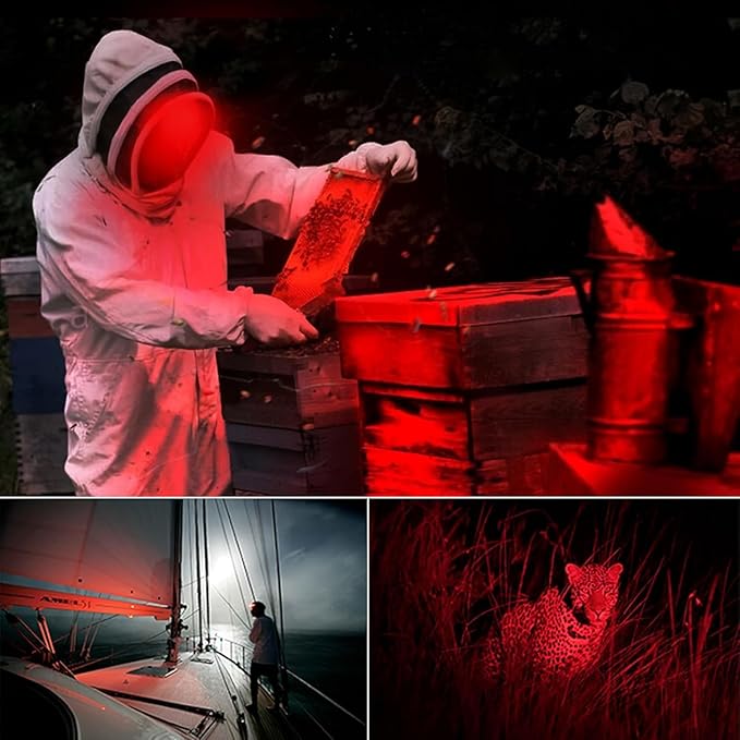 XLENTGEN Red Light Hunting Headlamp Rechargeable Red LED Headlamps 3 Modes Super Bright Red