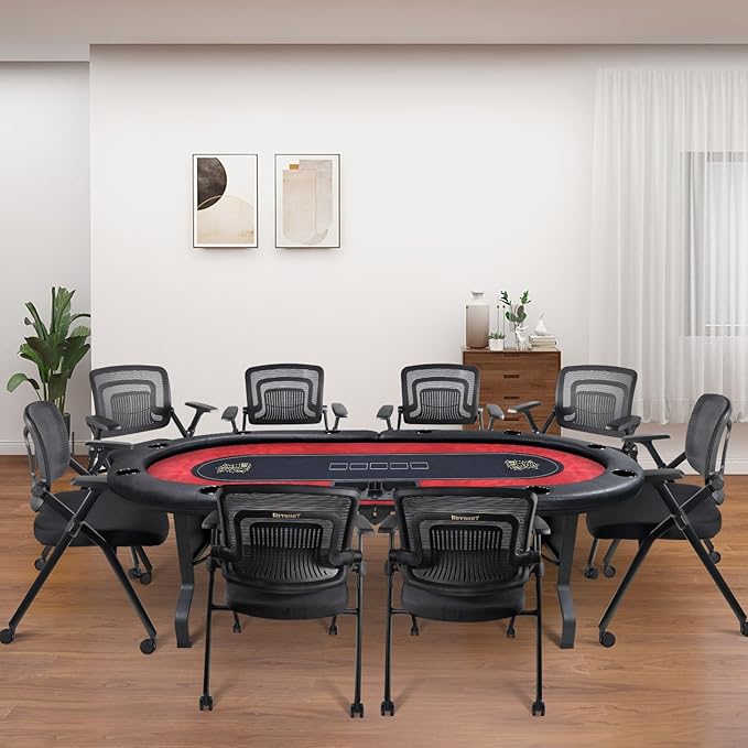 GUTSHOT Foldable Poker Table for 10 Players with 10 Chairs and Poker Chips Set - Premium