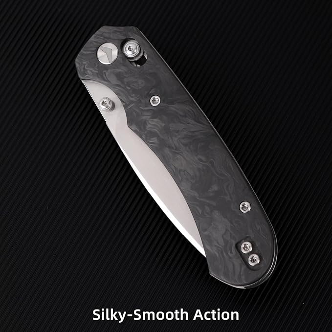 Folding Pocket Knife,3.31” M390 Blade,Erogonomic Titanium Handle,Hunting Survival Knife,EDC Knife
