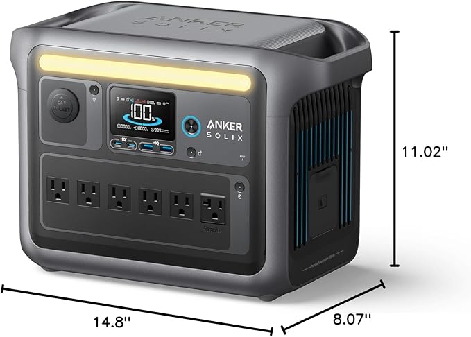 Anker SOLIX C1000 Portable Power Station, 1800W (Peak 2400W) Solar Generator, Full Charge in 58