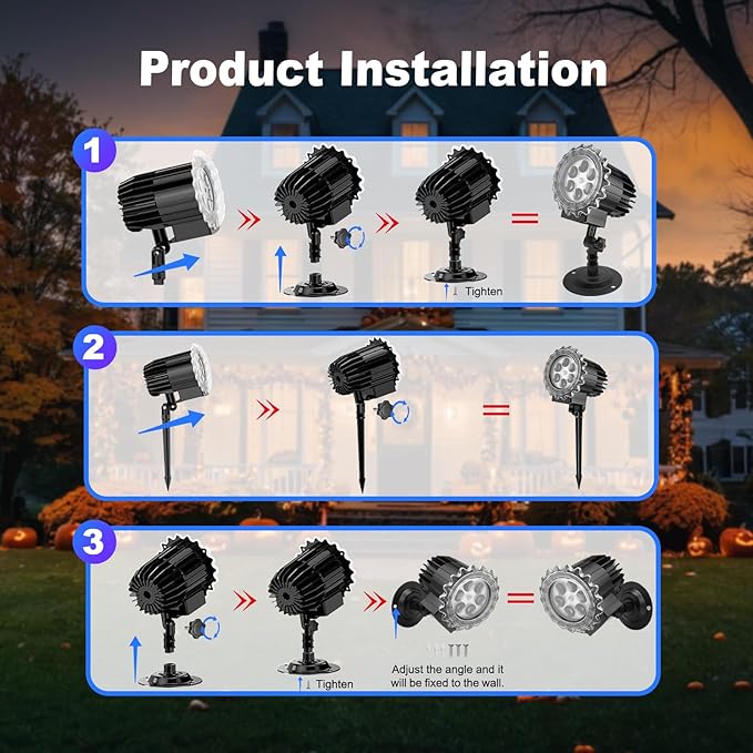 Matekxy Halloween Projector Lights Outdoor, 2025 Upgraded 3D Brighter Green&Red Decoration LED