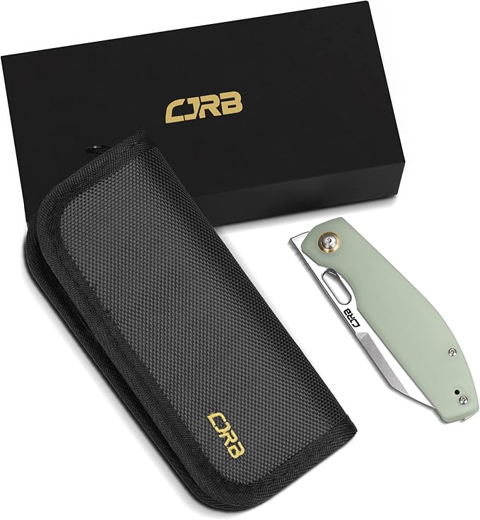 CJRB Pocket EDC Knife - Ekko(J1929) Small Folding Knife AR-RPM9 Steel Blade and Natural Green G10