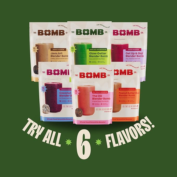 The Bomb Co. Blender Bomb, Glow Getter, Superfood Smoothie Supplement, Smoothie Mix with Flax